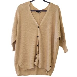 American Eagle 3/4 Sleeve Oversized Tan V Neck Sweater Cardigan Size M